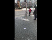 Girl regular clothes snow floor video