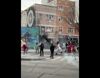 Man Kicks Away Smoke Cannister from Parade
