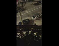 Guy walking down sidewalk yells and rants