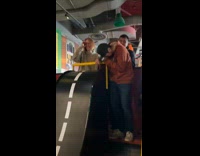 Guy drops car down road ramp 