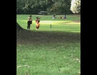 Woman dance with cloth guy play guitar