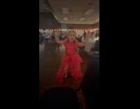 Girl pink dress dance at Valentines party