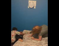 Lady throws kid off bed hits knee