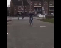 Guy tries to outrun bike falls down