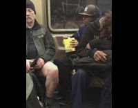 Collab Subway Creatures - Guy and his friend eat spoonful of Nesquik out of the container on subway train 