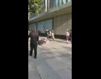 Man white long socks photo shoot walkway