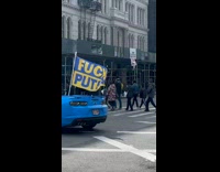 Collab WINY - Man drive blue car F Putin flag