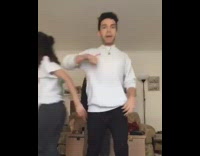 Cat gets startled jumps in girls arms