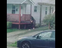 Red porch girl dance alone parked car 