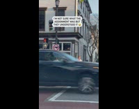 Four men in orange shorts and crop top escorts woman 