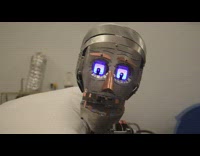 Robot head sing rock lullaby produce steam