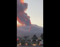 Mount Etna volcano erupts lava and smoke 