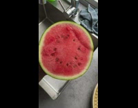 Watermelon sliced with unusual pattern inside of it