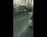 Guy covers himself in baking soda on a subway train