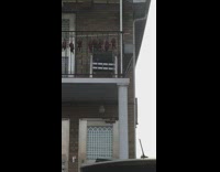 Bunch of chicken seen hanging from porch 