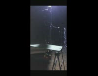 guy climbs ladder jumps table