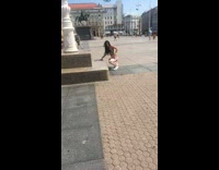 Girl twerk dance  city square white pole