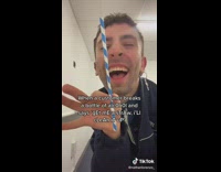 Guy dances when customer offers to clean up drink 