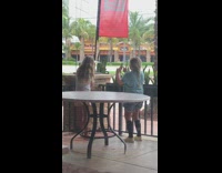 Two girls tiktok dance outside restaurant Part 1