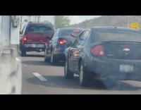 Driver in traffic jam sing play guitar 
