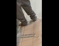 Girl wears boyfriends sweatpants that are too big