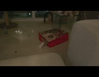 Cat lays in red bag on floor