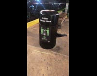 Fire inside recycle bin trash can 