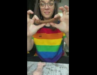 Lady bends penis shaped fidget toy 