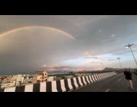 Double rainbow on sky over city India