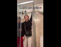 Girl pretends to ride subway in shower 