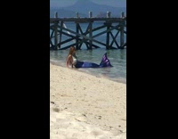 Collab IITW - Girl In Purple Mermaid Tail Beach