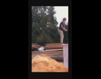 Guy backflip sawdust pile fail logs 