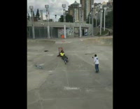 Collab ShredSlams - Guy rides shopping cart down skatepark ramp and falls off, reply edit