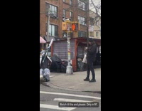 Man in Makeshift Knight Costume Greets Paserby