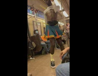 Guy dances in cheer skirt 