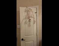 Filmer shows skeleton hanged at bathroom door 