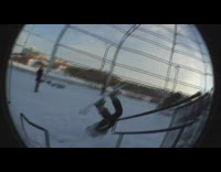 Guy snowboards on rail falls does scorpion