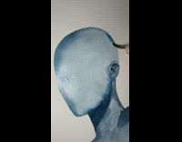 Time lapse blue painting of human head silhouette