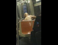 Guy bangs on subway seat yells about jesus 