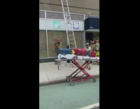 Man stuck in traffic behind firetrucks sings