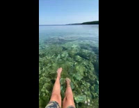 Clear lake in Tobermory Canada rocks underwater