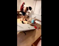 Guy slams himself onto party table 