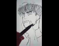 Animated drawing lip piercing guy tongue