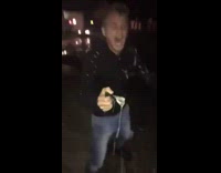 NSFW Black Shirt Guy Bangs Tallboy Beer Into Head