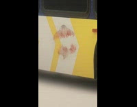 lipstick marks on ad inside subway