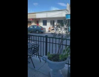 Girl white off shoulder sit stairs car