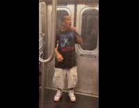 Collab Subway Creatures - Man rap Spanish in train with microphone