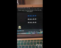 Guy singing karaoke is confused at the lyrics repeating ah 