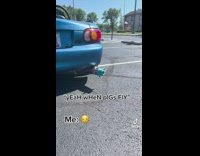 Blue pig on car exhaust pipe 