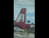 KFC building looks like chicken with moving beak 